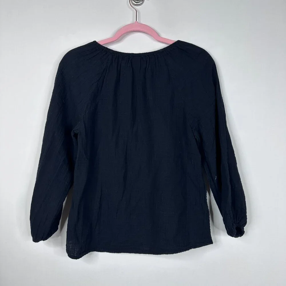 2/$30 Old Navy Shirred Double-Weave Blouse Lost At Sea Navy XS #A1633 - Picture 5 of 8